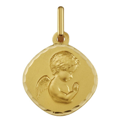 Médaille Ange en Prière ovale, Or jaune 750, 14.50mm - Argyor