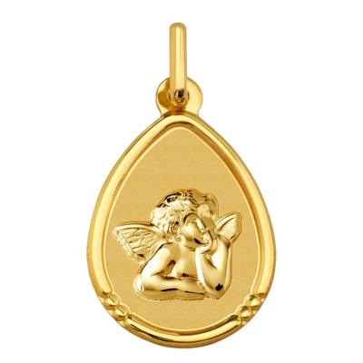Médaille Goutte Ange Raphaël, Or jaune 750, 15x19mm - Argyor