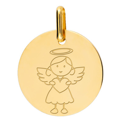 Médaille My Angel Fille, Or jaune 375, 16mm - Lucas Lucor