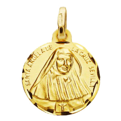 Médaille Sainte Angela de la Cruz, Or jaune 750, 16mm - Lumiosa