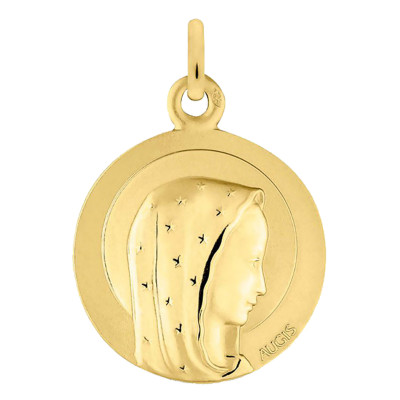 Médaille Vierge Stella Maris, Or jaune 750, 18mm - Augis
