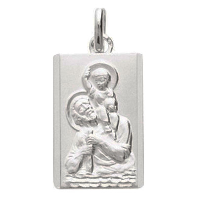 Médaille Rectangulaire Saint-Christophe, Argent 925, 18,50 mm x 12 mm - Emanessence