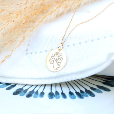 Médaille Ronde Ange, Or Jaune, 16 ou 18 mm - Lumiosa