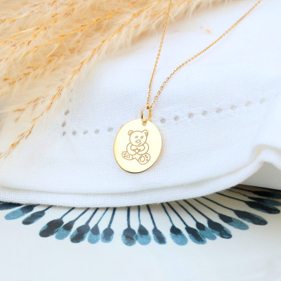 Médaille Ronde Ours, Or Jaune, 16 ou 18 mm - Lumiosa