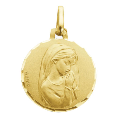 Médaille Jeune Vierge Priante, Or Jaune 750, 16 mm - Augis