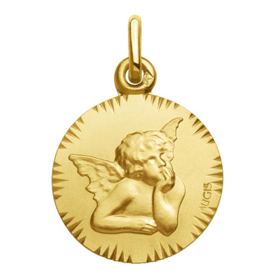 Médaille Ange Raphaël Rayonnant, Or Jaune 750, 16 mm - Augis