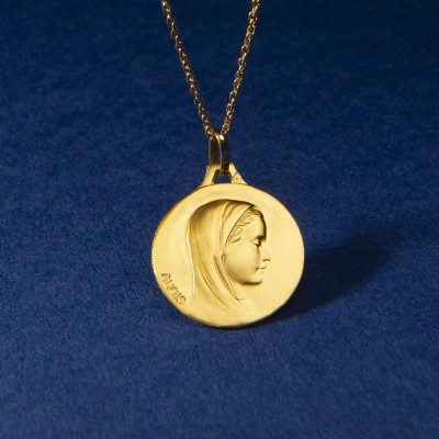 Médaille Vierge de profil, Or jaune 750, 16 à 20mm - Augis