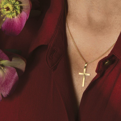 Croix étoilée, Or jaune 750, 13x20mm - Augis