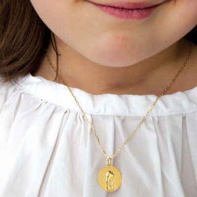 Médaille Vierge en Prière, Or Jaune 750, 16mm - Augis