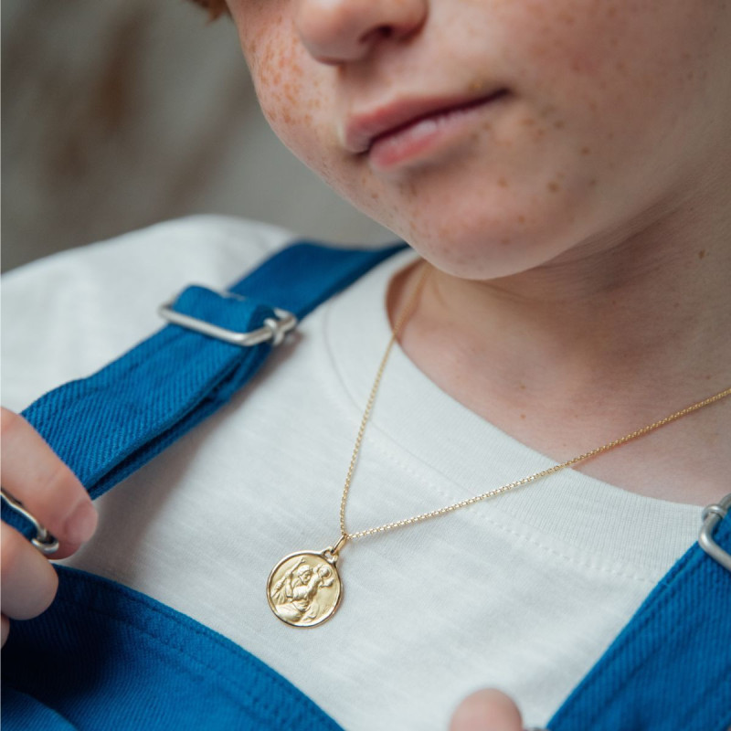 Médaille Enfant - Médaille rectangle en or jaune Saint-Christophe