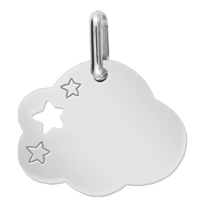 Médaille Nuage étoilé, Or blanc, 13x16mm - Lucas Lucor