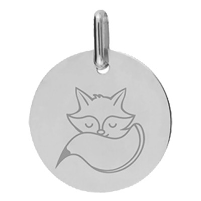 Médaille Renard, Or Blanc, 16mm - Lucas Lucor
