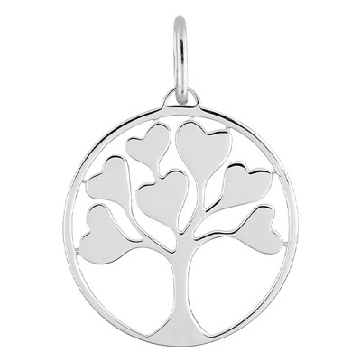 Médaille Arbre de Vie Cœurs, Argent, 15mm - Emanessence