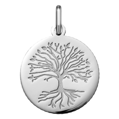 Médaille Arbre de Vie Racines, Or blanc 750, 16 & 18mm - Argyor