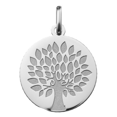 Médaille Arbre de Vie Feuillage, Or blanc 750, 16 & 18mm - Argyor