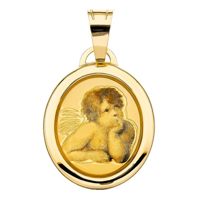 Médaille Angelot, Or Jaune 750, 19x15 mm - Lumiosa