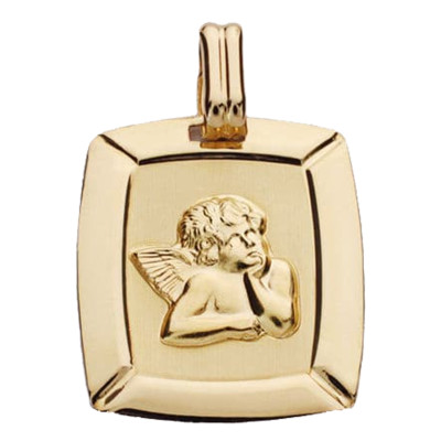 Médaille Ange Rectangulaire, Or Jaune 750, 17x20 mm - Lumiosa