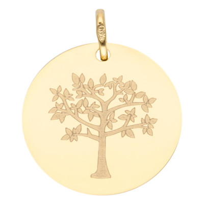 Médaille Ronde Arbre de Vie, Or Jaune, 16 ou 18mm - Lumiosa