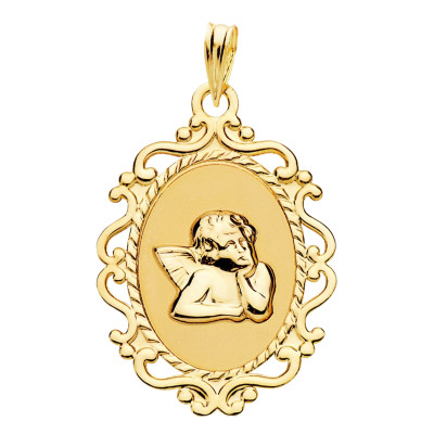 Médaille Ange en Filigrane, Or Jaune 750, 23x16 mm - Lumiosa