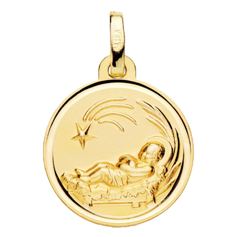 Médaille Enfant Jésus dans la crèche Or Jaune 750 - Lumiosa