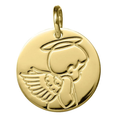 Médaille Ange ailé de profil, Or Jaune 750, 16mm - Argyor