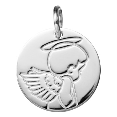 Médaille Ange de profil, Or Blanc 750, 16mm - Argyor