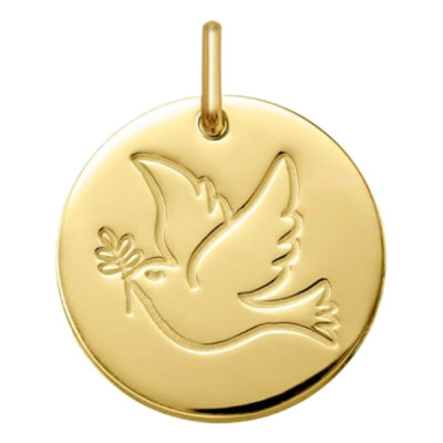 Médaille Colombe, Or Jaune 750, 16 mm - Argyor