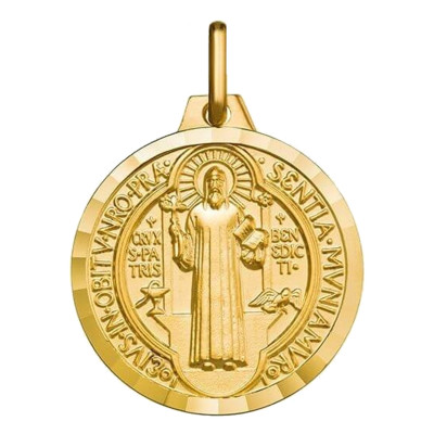 Médaille Scapulaire Saint Benoit, Or Jaune 750, 18mm - Argyor