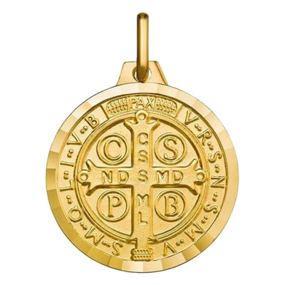 Médaille Scapulaire Saint Benoit, Or Jaune 750, 18mm - Argyor