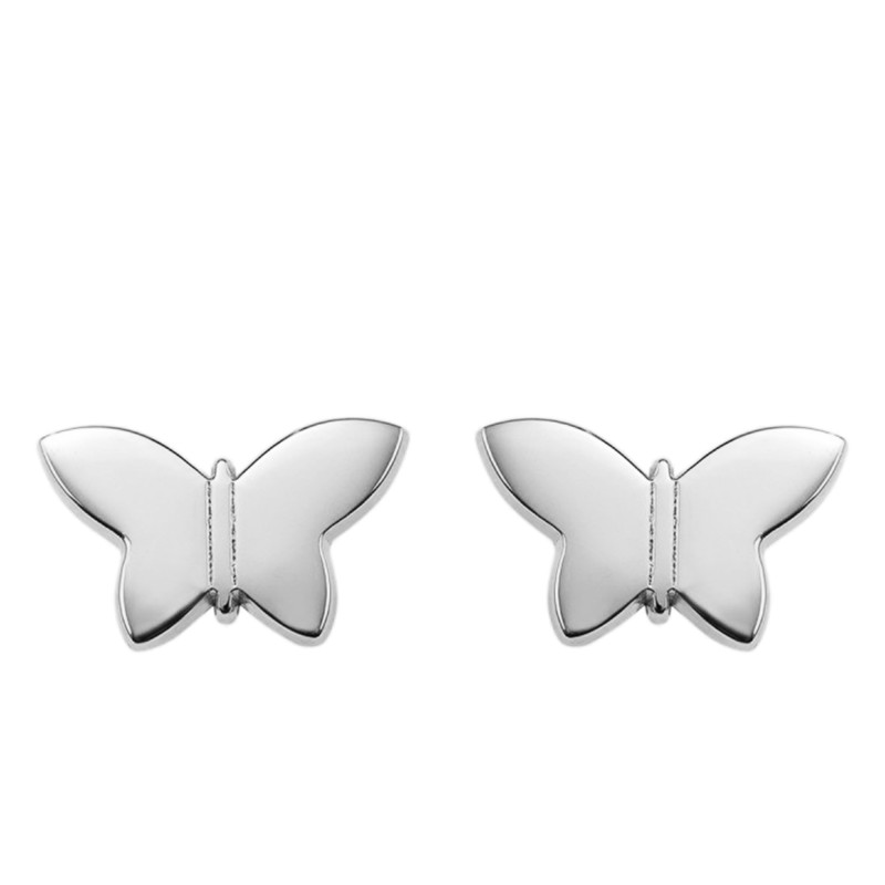 Boucles D'oreilles Papillons En Argent 925 - Clous Orange Mauve - Neuf Sans Emballage