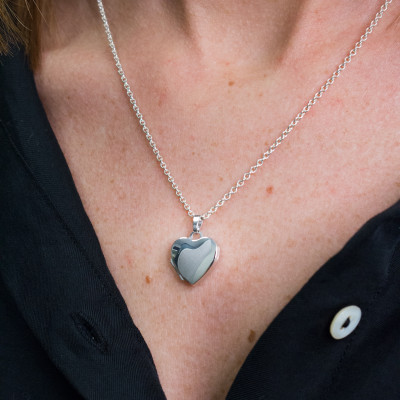 Pendentif Photo Coeur, Argent rhodié, 14x15mm - Emanessence