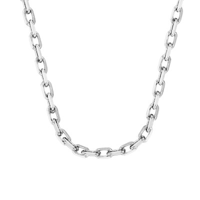 Chaîne maille forçat diamantée 40 cm, Or blanc 750 - Manillon