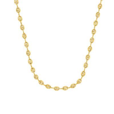 Chaîne Grain de Café Creuse, Or jaune 375, longueur 45 cm - Manillon