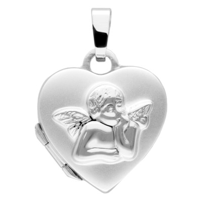 Pendentif Photo Coeur Ange Pensif, Argent 925, 14x15 mm - Vandona