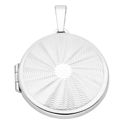Pendentif Photo Rond Rainuré, Argent 925, 22 mm - Vandona