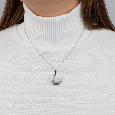 Pendentif Photo Rond Rainuré, Argent 925, 22 mm - Vandona