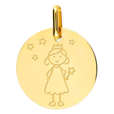 Médaille Fée étoilée, Or jaune 750, 15mm - Lucas Lucor