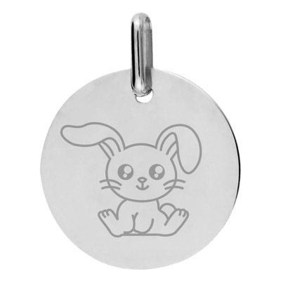 Médaille Lapin, Or Blanc, 16mm - Lucas Lucor