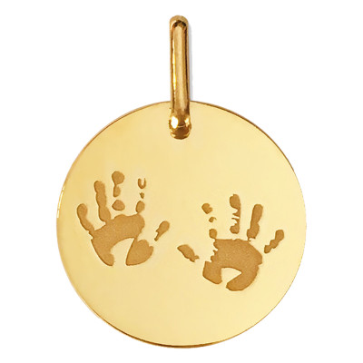 Médaille Mains d'enfant, Or jaune, 15mm - Lucas Lucor