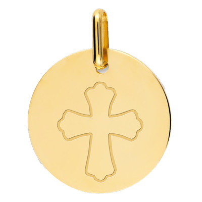 Médaille Croix, Or jaune 750, 15mm - Lucas Lucor
