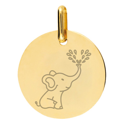Médaille Éléphant, Or jaune, 16mm - Lucas Lucor