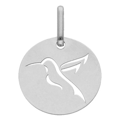 Médaille Colibri, Or Blanc 750, 15mm - Lucas Lucor
