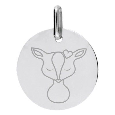 Médaille Faon, Or Blanc, 16mm - Lucas Lucor