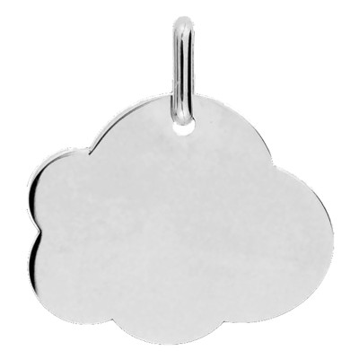 Pendentif a graver grand Nuage, Or Blanc 750 - Lucas Lucor