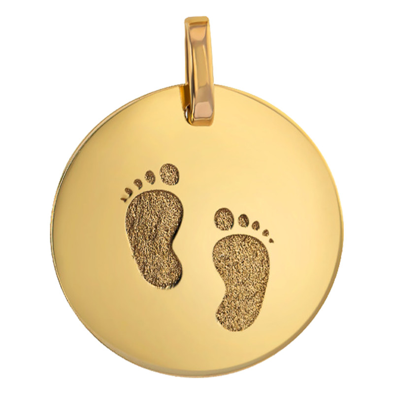 Médaille empreinte de pieds de bébé en or jaune - Lucas Lucor