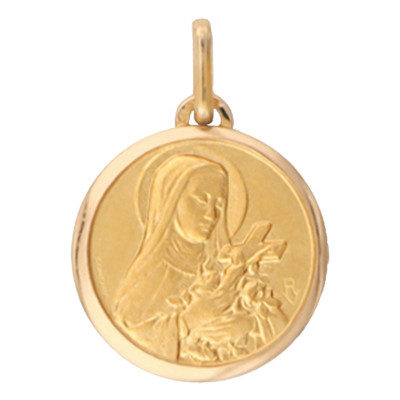 Médaille Sainte Thérèse, Or jaune, 16mm - Lucas Lucor