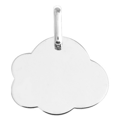Pendentif a graver petit Nuage, Or blanc 750, 12x15mm - Lucas Lucor