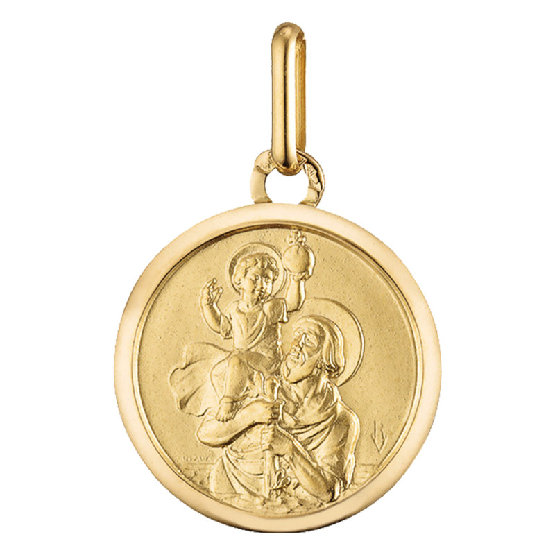 Médaille Saint Christophe, Or jaune 750, 22 mm - Lucas Lucor