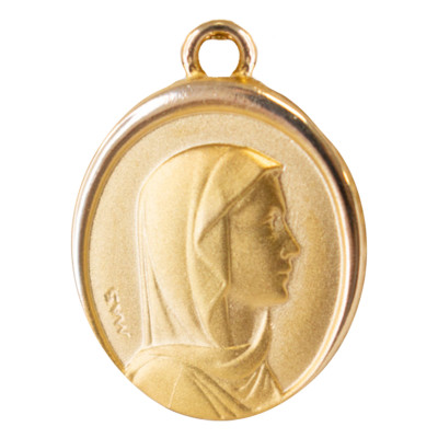 Médaille Sainte Vierge, Or jaune, 12x14mm - Emanessence