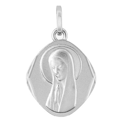 Médaille Losange Vierge en Prière, Argent, 15x17mm - Emanessence